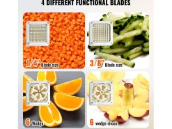 Cortadora Comercial de Papas y Verduras SucceBuy, Cortadora de Papas con 4 Cuchillas, Cortadora de Esquinas