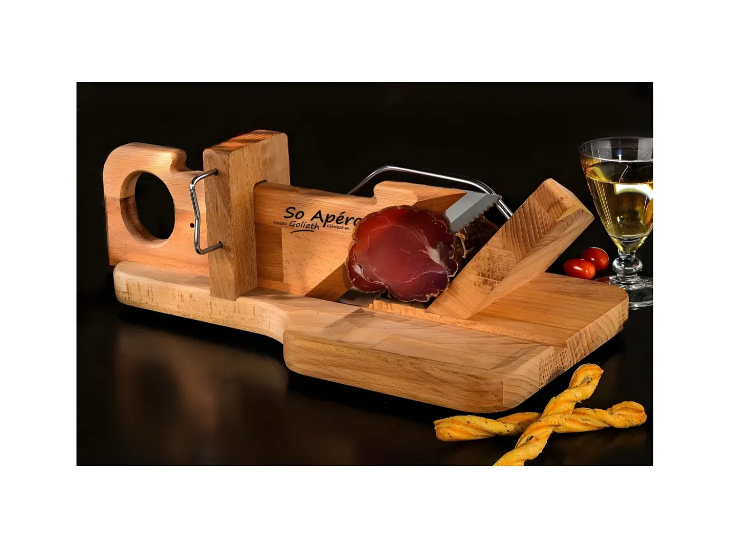 Cortadora de salchichas en madera de haya aceitada Goliath