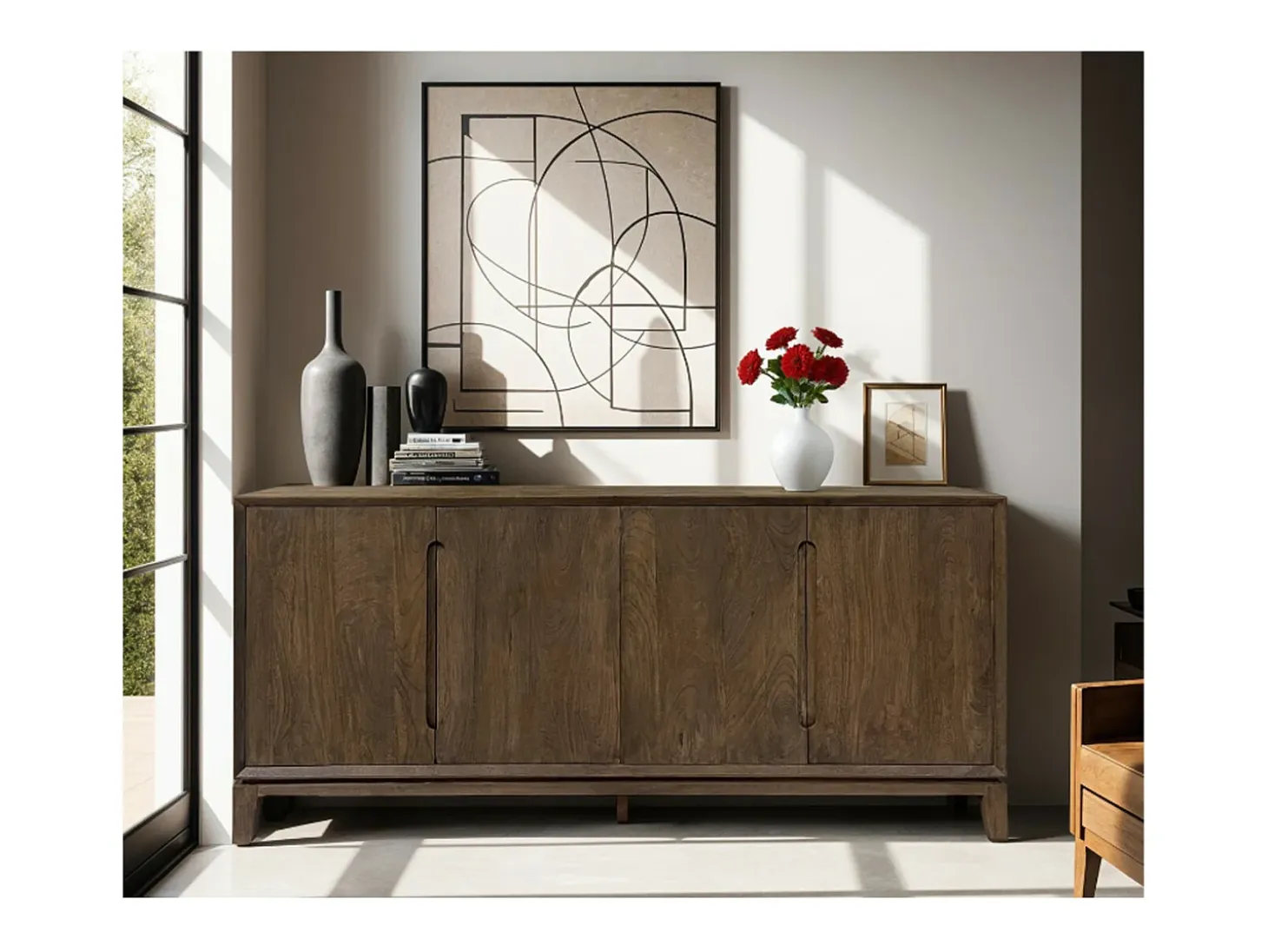 CORTE-Aparador de 190 cm en madera maciza cepillada