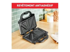 Croque-monsieur Tefal SM155212 ultracompacto 700W acero inoxidable antiadherente con mango termorresistente y bloqueo de seguridad
