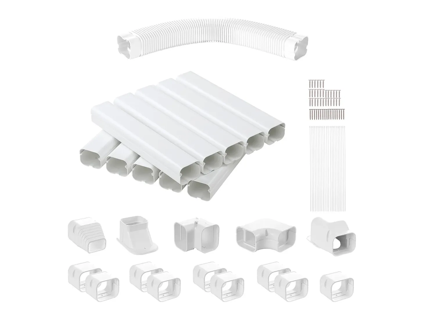 Cubierta de Línea SucceBuy 7.62cm de Ancho 540 cm para Mini-Split/Aire Acondicionado, PVC Decorativo para Aire Acondicionado, 10 Conductos Rectos y Componentes