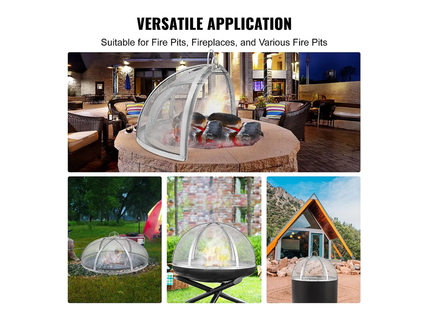 Cubierta SucceBuy de Protección Antichispas para Hogar, Diámetro de 91.44 cm, Accesorios Redondos para Hogar al Aire Libre, Cubierta de Metal