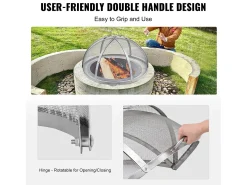 Cubierta SucceBuy de Protección Antichispas para Hogar, Diámetro de 91.44 cm, Accesorios Redondos para Hogar al Aire Libre, Cubierta de Metal