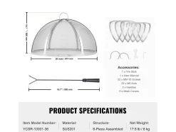 Cubierta SucceBuy de Protección Antichispas para Hogar, Diámetro de 91.44 cm, Accesorios Redondos para Hogar al Aire Libre, Cubierta de Metal