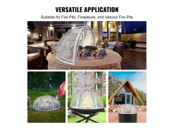 Cubierta SucceBuy de Protección Antichispas para Hogar Redondo de Leña de 76.2cm en Acero Inoxidable, Accesorios Redondos para Anillo de Hogar al Aire Libre