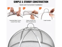 Cubierta SucceBuy de Protección Antichispas para Hogar Redondo de Leña de 76.2cm en Acero Inoxidable, Accesorios Redondos para Anillo de Hogar al Aire Libre