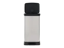Cubo de basura con pedal 50L efecto metal plateado, plástico reciclado, cierre silencioso y sistema antiolor
