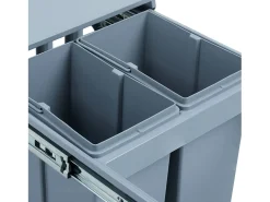Cubo de basura de cocina ABS de 3 compartimentos gris 13_0002324