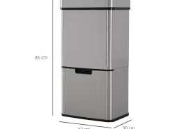Cubo de basura gris 42x30x81cm HOMCOM