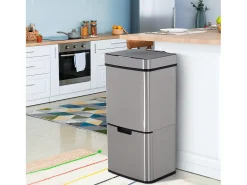 Cubo de basura gris 42x30x81cm HOMCOM