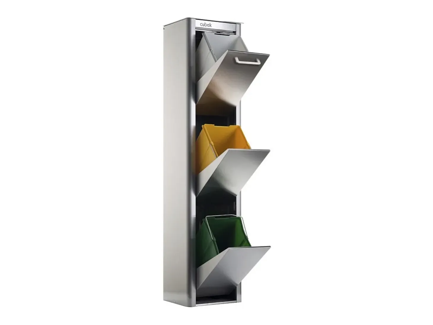 Cubo de basura para la cocina - Cubo de reciclaje - 3 compartimentos de 20L - acero Inoxidable - CUBEK