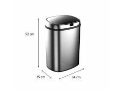 Cubo de Basura y Reciclaje CATTERHOUSE Futuro 30L 34x25x52 cm de Acero Inoxidable con Sensor de Movimiento y Apertura Automática