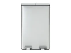 Cubo de clasificación de basura con pedal en acero inoxidable, 2 compartimentos de 30L, Cromado, GANEM