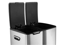 Cubo de reciclaje de acero inoxidable con pedal - 3 compartimentos - 60L - DUMEO