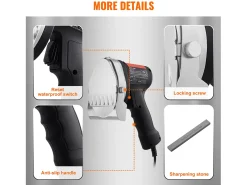 Cuchillo Shawarma Eléctrico SucceBuy, Cortadora Giratoria de Acero Inoxidable, 2 Cuchillas, Grosor Ajustable de 0 a 8 mm, para Rebanar Doner Kebab Comercial
