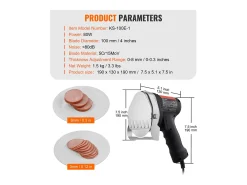 Cuchillo Shawarma Eléctrico SucceBuy, Cortadora Giratoria de Acero Inoxidable, 2 Cuchillas, Grosor Ajustable de 0 a 8 mm, para Rebanar Doner Kebab Comercial