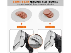 Cuchillo Shawarma Eléctrico SucceBuy, Cortadora Giratoria de Acero Inoxidable, 2 Cuchillas, Grosor Ajustable de 0 a 8 mm, para Rebanar Doner Kebab Comercial