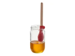 Cuillere a miel Ingenio - Bois hetre et silicone platinium - 17,5 cm
