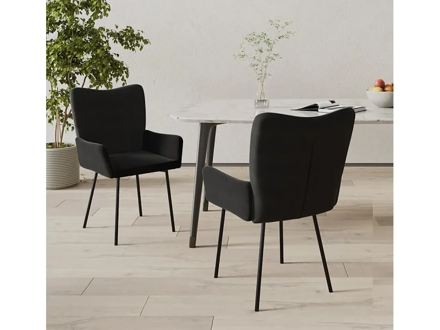 Dalira Sillas de comedor 2 unidades terciopelo negro
