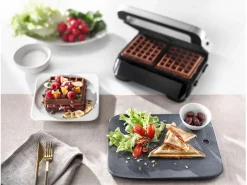 DeLonghi SW12BCS Gofrera 2 placas 800W - Revestimiento antiadherente - Negro y Gris