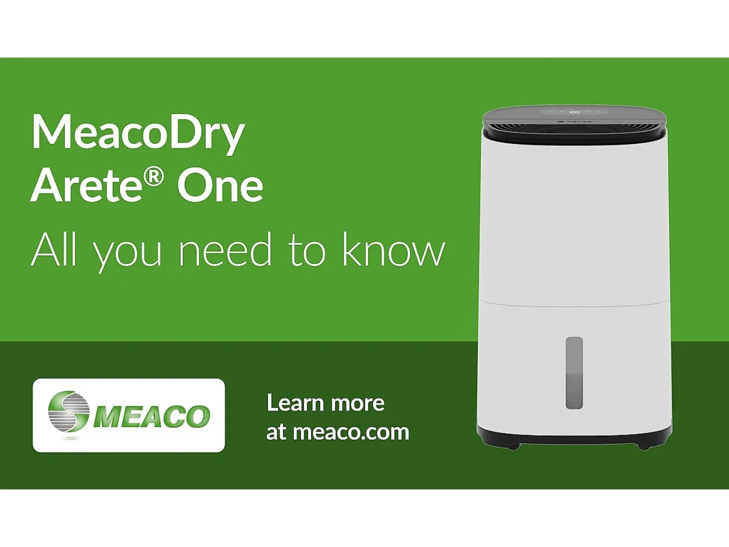Deshumidificador / Purificador de aire MeacoDry Arete® One 12L: ideal para hogares de hasta 3 habitaciones, eficiente y silencioso (35 dB)