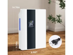 Deshumidificador de 2000 ml con control remoto, temporizador de 24 horas, limpieza UV y modo de suspensión (blanco)