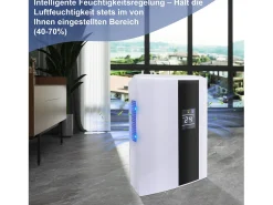 Deshumidificador de 2000 ml con control remoto, temporizador de 24 horas, limpieza UV y modo de suspensión (blanco)