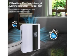 Deshumidificador de 2000 ml con control remoto, temporizador de 24 horas, limpieza UV y modo de suspensión (blanco)