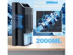 Deshumidificador de 2000 ml con control remoto, temporizador de 24 h, limpieza UV y modo de suspensión (negro)