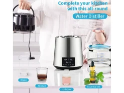 Destilador de Agua SucceBuy Pequeños Electrodomésticos Destilador de Agua de 4 l y 1,5 l/h, Máquina de Agua Destilada con Doble Temperatura, Color Plateado