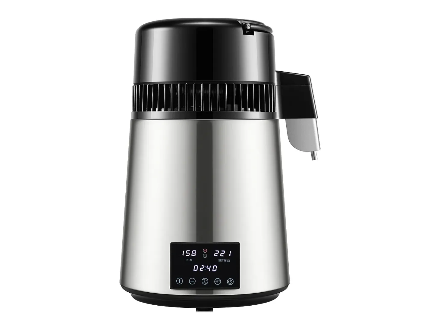 Destilador de Agua SucceBuy Pequeños Electrodomésticos Destilador de Agua de 4 l y 1,5 l/h, Máquina de Agua Destilada con Doble Temperatura, Color Plateado