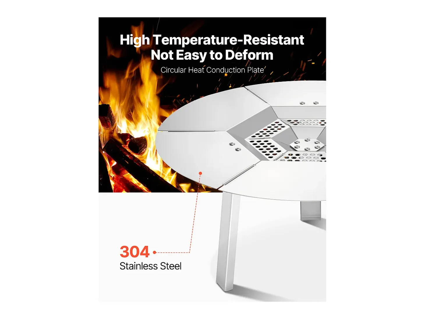 Difusor de Calor SucceBuy, 50.8x25.4 cm Protección Térmica Redonda, Difusor de Calor de Acero Inoxidable 304 con Tapa de Quemador Desmontable