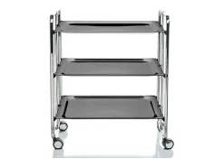 DON HIERRO - Carrito auxiliar plegable BAUHAUS cromado con ruedas – 3 niveles y 3 posiciones-