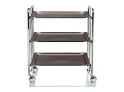 DON HIERRO - Carrito auxiliar plegable BAUHAUS cromado con ruedas – 3 niveles y 3 posiciones-Wengue