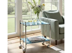 DON HIERRO - Carrito auxiliar plegable BAUHAUS cromado con ruedas – 2 niveles y 4 posiciones-