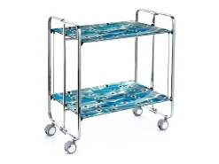 DON HIERRO - Carrito auxiliar plegable BAUHAUS cromado con ruedas – 2 niveles y 4 posiciones-