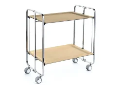DON HIERRO - Carrito auxiliar plegable BAUHAUS cromado con ruedas – 2 niveles y 4 posiciones-