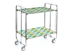 DON HIERRO - Carrito auxiliar plegable BAUHAUS cromado con ruedas – 2 niveles y 4 posiciones-