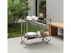 DON HIERRO - Carrito auxiliar plegable BAUHAUS cromado con ruedas – 2 niveles y 4 posiciones-