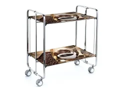DON HIERRO - Carrito auxiliar plegable BAUHAUS cromado con ruedas – 2 niveles y 4 posiciones-