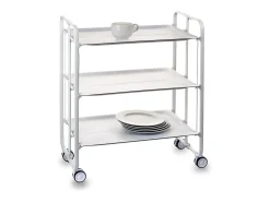 DON HIERRO - Carrito auxiliar plegable BAUHAUS blanco con ruedas – 3 niveles y 3 posiciones-