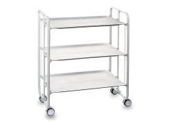 DON HIERRO - Carrito auxiliar plegable BAUHAUS blanco con ruedas – 3 niveles y 3 posiciones-