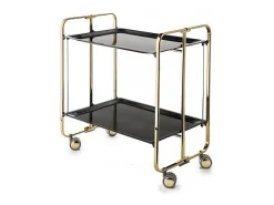 DON HIERRO - Carrito auxiliar plegable BAUHAUS dorado con ruedas – 2 niveles y 4 posiciones-