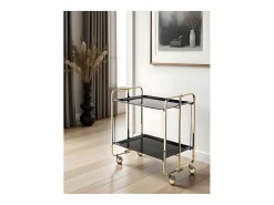 DON HIERRO - Carrito auxiliar plegable BAUHAUS dorado con ruedas – 2 niveles y 4 posiciones-
