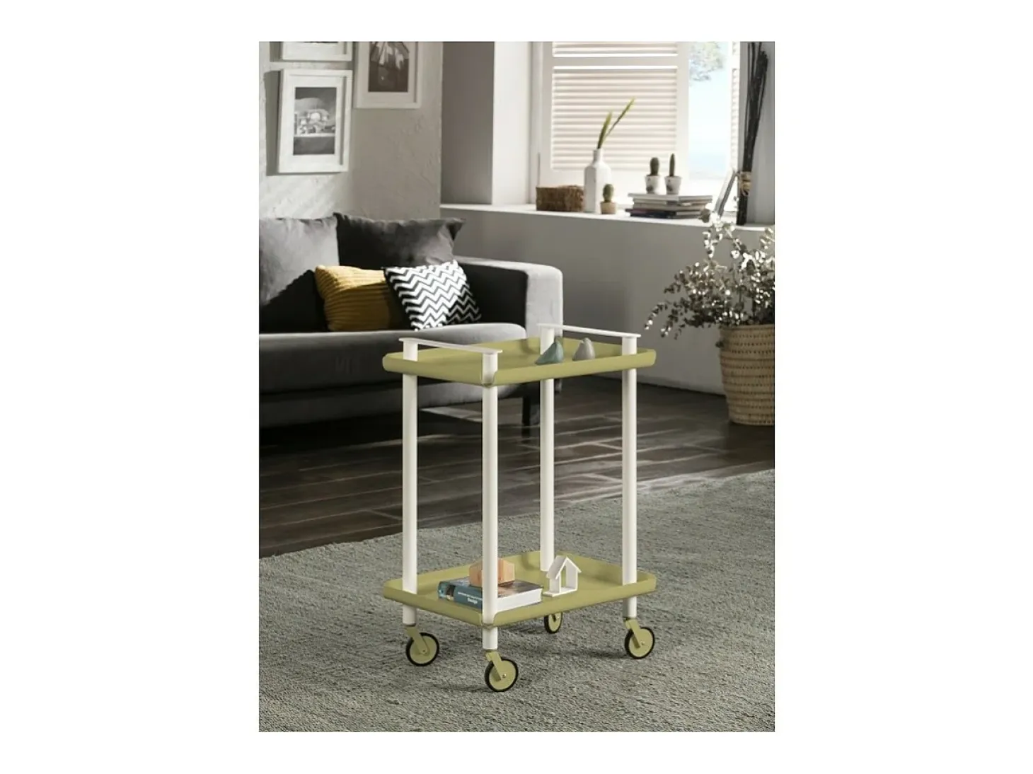 DON HIERRO - Carrito auxiliar LEKY, armazón blanco, 2 estantes. Multifuncional, práctico y decorativo-