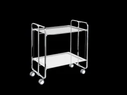 DON HIERRO - Carrito auxiliar plegable BAUHAUS cromado con ruedas – 2 niveles y 4 posiciones-