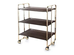 DON HIERRO - Carrito auxiliar plegable BAUHAUS dorado con ruedas – 3 niveles y 3 posiciones-Wengue