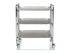 DON HIERRO - Carrito auxiliar plegable BAUHAUS cromado con ruedas – 3 niveles y 3 posiciones-Fresno