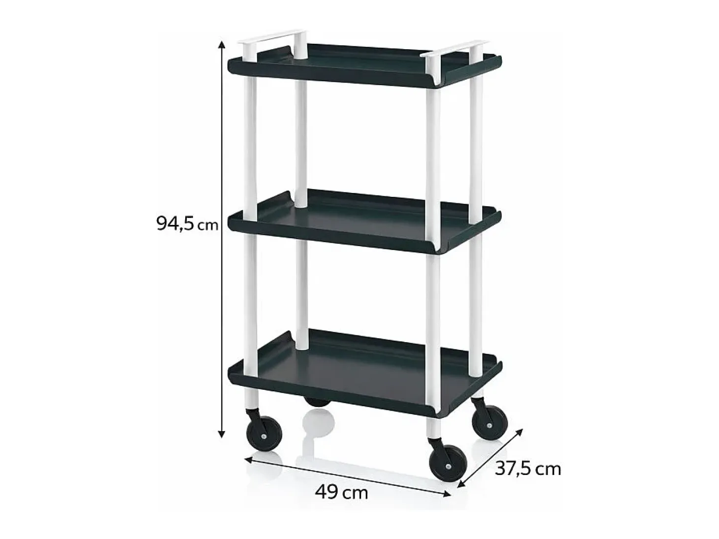 DON HIERRO - Carrito auxiliar LEKY, armazón blanco, 3 estantes. Multifuncional, práctico y decorativo-