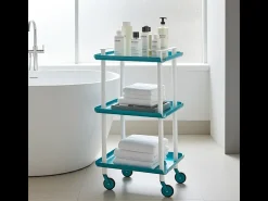 DON HIERRO - Carrito auxiliar LEKY, armazón blanco, 3 estantes. Multifuncional, práctico y decorativo-